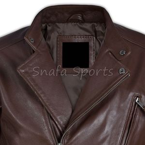 Chaqueta de Cuero Marrón para Hombre, Estilo Motero Vintage, Abrigo Clásico de Invierno, Prenda Exterior Elegante y Cómoda - Product Image 3