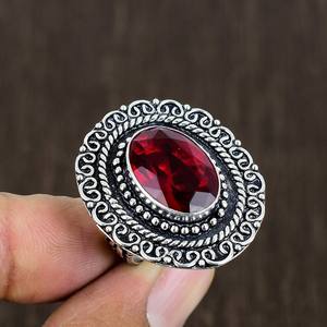 Bague statement en tourmaline rose, argent sterling 925 oxydé, style bohème, bijou artisanal en pierre précieuse, cadeau unique pour femme - Product Image 3