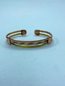 Bracelets manchette en laiton et cuivre plaqué or vintage unisexe, commande en gros, fournisseur de logos personnalisés, Handforge Global Impex - Product Image 1