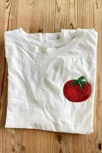Débardeur court d'été pour femme en coton côtelé blanc, fait main, personnalisé, sans manches, avec broderie de crabe et méduse perlée - Product Image 4
