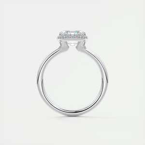 Bague solitaire demi-halo en forme de croissant avec diamant de laboratoire taille Asscher de 2,15 carats et sertissage encastré en or blanc 14 carats - Product Image 1