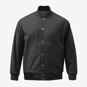Veste universitaire noire en pure laine Corps complet en laine avec coquille en laine/polyester pour hommes pour support d'hiver - Product Image 1