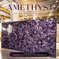 Panneau de pierre précieuse translucide Vardhmaan en agate améthyste violette de luxe rétroéclairé, résistant à l'eau, design moderne pour salon, garantie 1 an