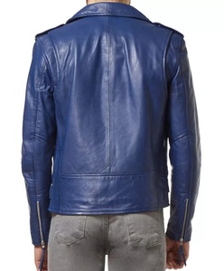 Men's Brando Polyester/Cotton Casual Stylish Royal Blue <b>Biker</b> <b>Jacket</b> Winter Stand Collar Zipper Front Solid Color OEM Service - Product Image 2