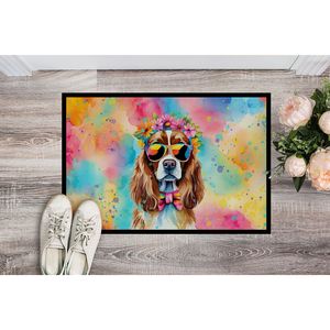 Cavalier Spaniel Hippie Dawg felpudo antideslizante lavable de pelo bajo 24H X 36W alfombra de entrada interior y exterior para puerta delantera - Product Image 2