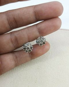 1.32 Cttw Brown Diamond Stud <b>Earrings</b> 925 Sterling <b>Silver</b>, Round Cut Natural Diamond Studs for Women, Push <b>Back</b> - Product Image 4