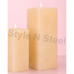 WHITE SQUARE <b>PILLAR</b> <b>CANDLE</b> designs decor option Home Decoration Weddings Christmas Easter Birthday & Valentine's Day - Product Image 2