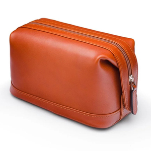 Trousse de Toilette Structurée Orange Rouille avec Base Surélevée et Fermeture Éclair Supérieure, Organisateur de Soin Personnel à Finition Lisse OEM ODM Personnalisable - Product Image 1