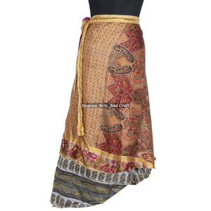 Multicolor Fashion <b>Skirts</b> 2 Layer Reversible Magic Silk Saris <b>Wrap</b> Long <b>Skirt</b> Silk <b>Wrap</b>-effect <b>Skirt</b> Ethnic Magic Vintage Silk - Product Image 4