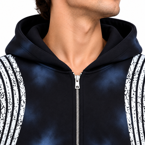 Mens Winter <b>Black</b> Solid <b>Zip</b> <b>up</b> Hooded Fleece Breathable <b>Hoodie</b> & Jogger Set with Contrast Side Stripe Print Urban Streetwear - Product Image 5
