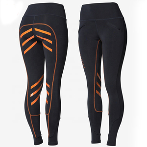Leggings de punto de cintura alta para mujer, estampados, de elastano/algodón, con paneles de malla y diseño recortado, hasta el tobillo, transpirables, para equitación. - Product Image 3