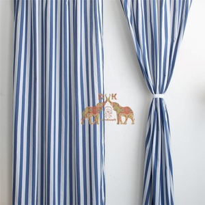 Rideaux et cantonnières en coton imprimés à la main, 2 panneaux, motif rayé, pour chambre à coucher, décoration de fenêtre style ferme - Product Image 5