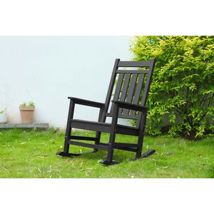 Fauteuil à bascule d'extérieur gris surdimensionné pour adultes, résistant aux intempéries, pour véranda, pelouse et jardin - Product Image 1