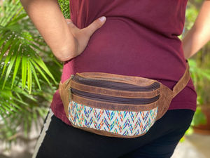 Riñonera de diseño de cinturón de bolsillo de cadera de cuero Kilim Jacquard elegante de alto rendimiento, riñonera de gran venta con cinturones de Bolsa multiusos - Product Image 3