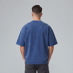 Camiseta Holgada de Algodón 100% para Hombre con Lavado Ácido Estilo Urbano, Cuello Redondo, Manga Corta, Vintage - Product Image 2