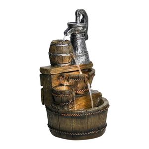 Rustico pavimento esterno a 5 livelli fontana giardino e Patio arredamento con barile e pompa acqua caratteristica - Product Image 6