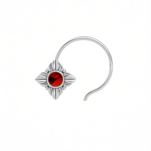 Pendiente de Nariz con Engaste de Granate Redondo en Plata de Ley 925, Estilo Indio, para Mujeres y Niñas - Product Image 3