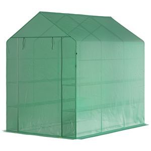 Serra Ecologica 7x5x6ft con Copertura in PE, 3 Ripiani, Porta con Cerniera Avvolgibile, Telaio in Acciaio per Coltivazione di Ortaggi - Product Image 1