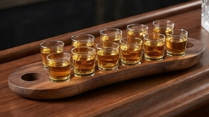 Support à verres ovale artisanal en bois – Présentoir minimaliste pour boissons, idéal pour le salon - Product Image 6