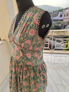Robe Bohème Confortable en Pur Coton pour Femme, Imprimé Floral Fantaisie, Coupe Évasée, Maxi, Décontractée, Pièce Unique - Product Image 4