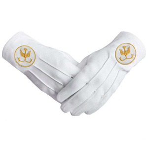 Guantes de algodón blancos con parche de logotipo morado, transpirables, hasta la muñeca, para uso diario, estilo primavera-verano - Product Image 2