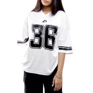 Maillot de football américain personnalisé de haute qualité, coupe ajustée, noir et blanc, t-shirt d'équipe, sublimation, uniformes d'entraînement unisexes - Product Image 4