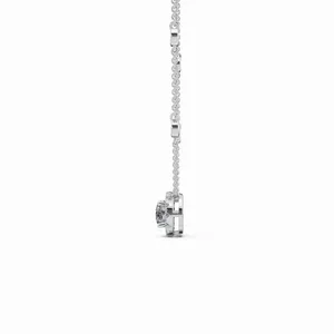 จี้เพชรทรงกลมและวงรีแบบ Love Forever Halo Lab Grown Diamond พร้อมสร้อยคอทองคำขาว 18K สำหรับงานหมั้นและงานแต่งงานของผู้หญิง - Product Image 2