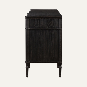 Commode à neuf tiroirs en teck massif, design français, style minimaliste, avec miroir, pour salon et chambre à coucher (meuble de rangement) - Product Image 4