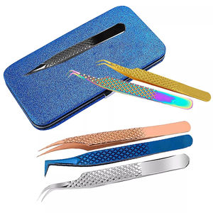 Pince à épiler professionnelle à pointe incurvée pour extensions de cils, en acier inoxydable, outil à pointe fine pour faux cils et greffage - Product Image 1