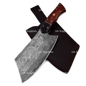 Couteau à viande Damas fait main, hachoir de cuisine robuste, couteau de boucher professionnel en acier forgé à haute teneur en carbone pour chef, idéal pour couper le bois - Product Image 5