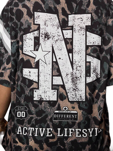 เสื้อยืดกีฬาพิมพ์ลายเสือดาวทรงโอเวอร์ไซส์สำหรับผู้หญิง สไตล์ Y2K ลายกราฟิกลอสแอนเจลิส คอวี แขนสั้น เสื้อยืดออกกำลังกาย ขายส่ง - Product Image 5