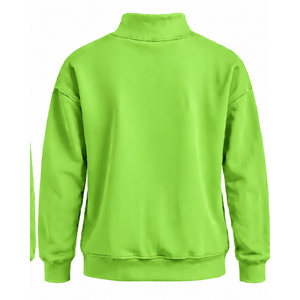 Lime Green Women Turtleneck Sweatshirt Long Sleeve <b>Pullover</b> Loose Fit Fleece High Neck Casual Winter Streetwear Fashion <b>Jumper</b> - Product Image 2