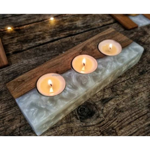 Stylish Acacia Wood Resin <b>Candle</b> Hand Poured Soy Wax Artisan Jar Rustic Modern Home Decor Fragrance Wooden <b>Wick</b> Wellness Crafts - Product Image 6