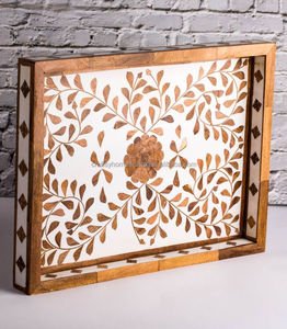 Plateau de service et outils à gâteaux, incrustation en bois de haute qualité, pour les salades du Ramadan, support de Pot de fleurs - Product Image 2