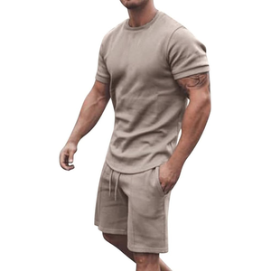 Ensembles d'été pour adultes, t-shirts et shorts grande taille, noirs, unis, pour le jogging, la course à pied et les sports - Product Image 1