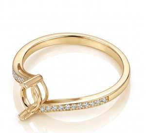 Anillo marquesa de 8x4mm en blanco, base semimontada con engaste de circonitas pavé, banda vacía para gemas, para fabricación de joyas al por mayor - Product Image 2