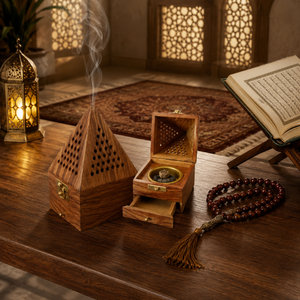 Luxury Handmade Wooden Pyramid Bakhoor Burner|Arabic Oud <b>Incense</b> Burner <b>Box</b> with Storage Drawer Home Fragrance Decor Gift Holder - Product Image 3