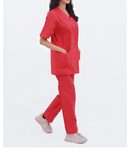 Newly Styled Medical <b>Scrubs</b> Women Comfortable Hospital <b>Uniform</b> Red Jersey Spandex Summer <b>Scrub</b> Sets OEM Jumpsuit Short Sleeve - Product Image 6