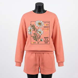 Conjunto de Sudadera y Pantalones Cortos de Felpa de Algodón y Poliéster de 320 GSM, con Logotipo Personalizado Serigrafiado, para Hombre - Product Image 1