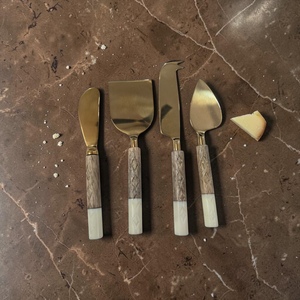 Luxury Brass Cheese <b>Knife</b> Set with Wood and <b>Bone</b> <b>Handles</b> for Gourmet Food Serving - Product Image 3