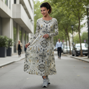 EffiPrint Abito <span class=keywords><strong>da</strong></span> ballo personalizzato a maniche lunghe <span class=keywords><strong>da</strong></span> donna con stampa su richiesta - Product Image 4