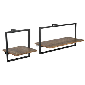 Étagère murale de salle de bain en métal noir avec barre porte-serviettes - Product Image 2