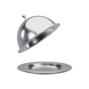 Cloche alimentaire ronde en acier inoxydable, couvercle en métal pour la cuisine, la table, la restauration, avec couvercle. - Product Image 2