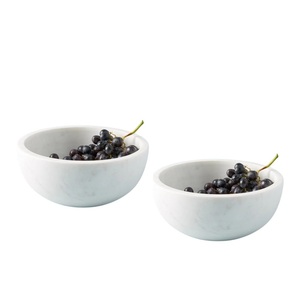 Bol en marbre blanc naturel au prix d'usine, vaisselle de luxe moderne, bols en pierre pour servir des salades et des fruits, pour l'hôtellerie et la restauration - Product Image 1