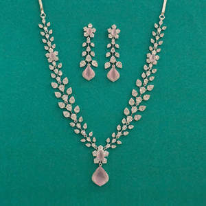 Artificial Jewellery Exporter in India American Diamond Classic Necklace With Rhodium Plating 444027 - Product Image 4