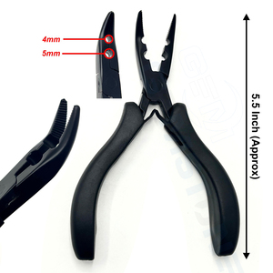 2 Hole Curve mouth Hair <b>Extension</b> Closer Plier – 4mm & 5mm Micro <b>Bead</b> / Nano Ring Closing Tool (5.5 Inch Professional Salon Use) - Product Image 1