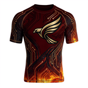 Camiseta Deportiva de Compresión de Manga Corta para Hombre, con Estampado Geométrico Sublimado en Azul y Amarillo, de Secado Rápido - Product Image 2