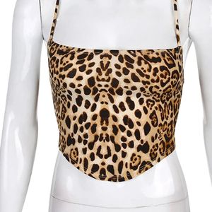 Women Brown Leopard Print Corset Style Camisole <b>Top</b> Spaghetti Strap Slim Fit Sleeveless Fashion Party Crop <b>Top</b> Custom OEM Manufa - Product Image 4