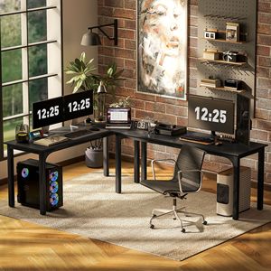Scrivania Regolabile in Altezza 180 cm, Robusta con Piano Nero e Gambe in Metallo, per Ufficio Domestico, Computer e Laptop - Product Image 6