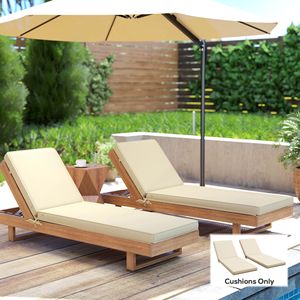 Cuscini per sedie da giardino beige in 2 pezzi con schienale, cuscini di ricambio per sedie lounge da esterno - Product Image 2